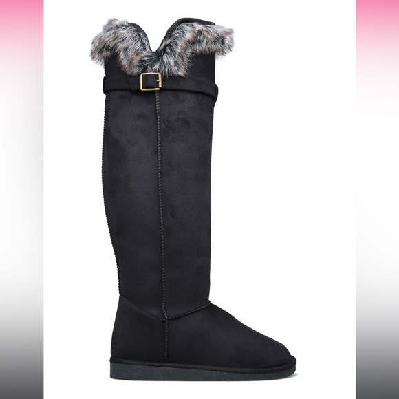 Knee High Fuzzie Flat Boot - Picture 3 of 5